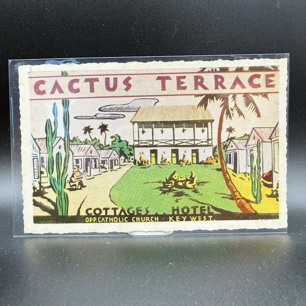 Vintage Postcard Key West Cactus Terrace Cottages Hotel Catholic Church